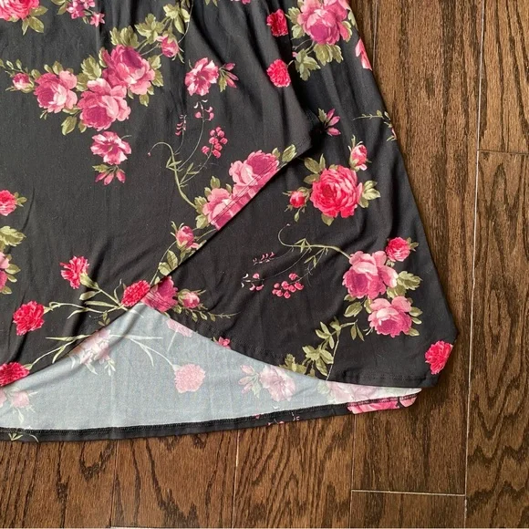 French Grey Floral Wrap Midi Skirt - Picture 5 of 10